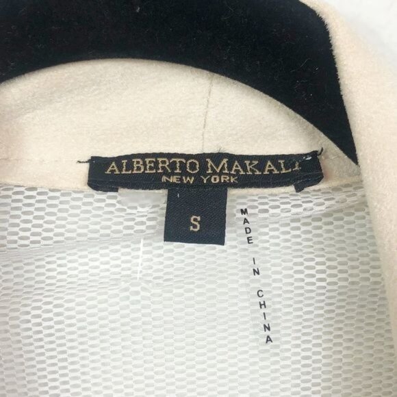 Alberto Makali Cream Beige Faux Suede & Mesh Drape Open Cardigan Size Small - Picture 6 of 7